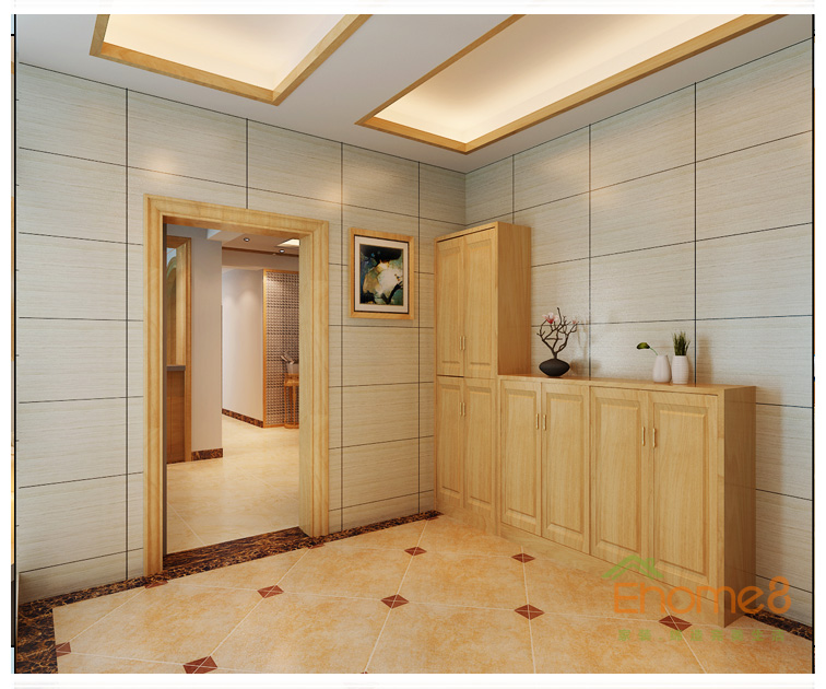 大城小院淺黃色入戶玄關效果圖