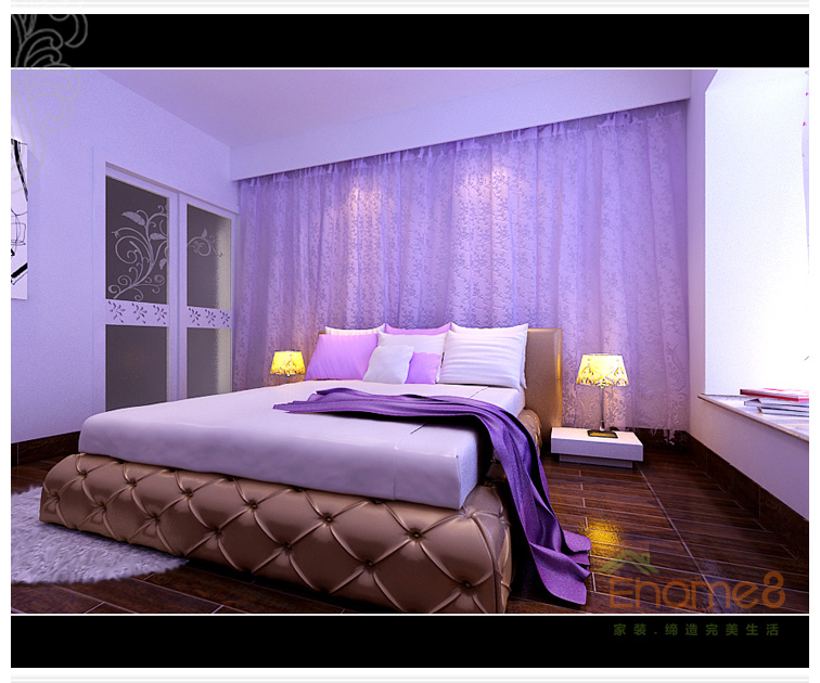 主臥紫色浪漫裝修效果圖1