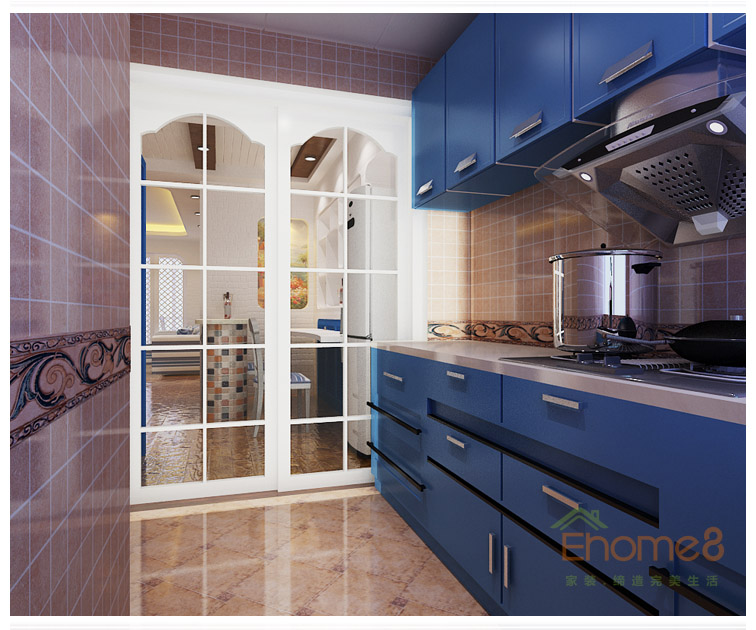 大城小院藍色灶臺裝修效果圖