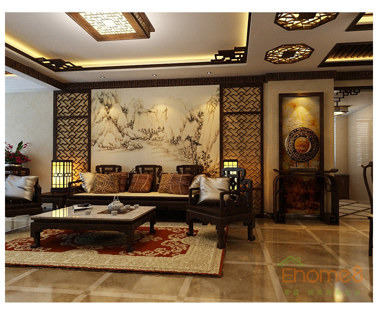 大美天第文雅客廳背景墻效果圖1