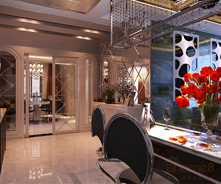 現(xiàn)代氣息餐廳純銀色裝修效果圖