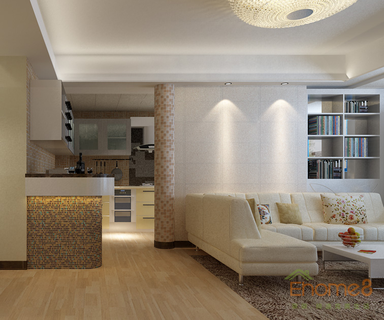 東城印象兩房一廳現代風格客廳效果圖1