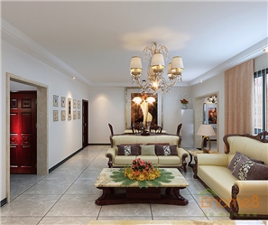 彩虹城躍層中式客廳效果圖