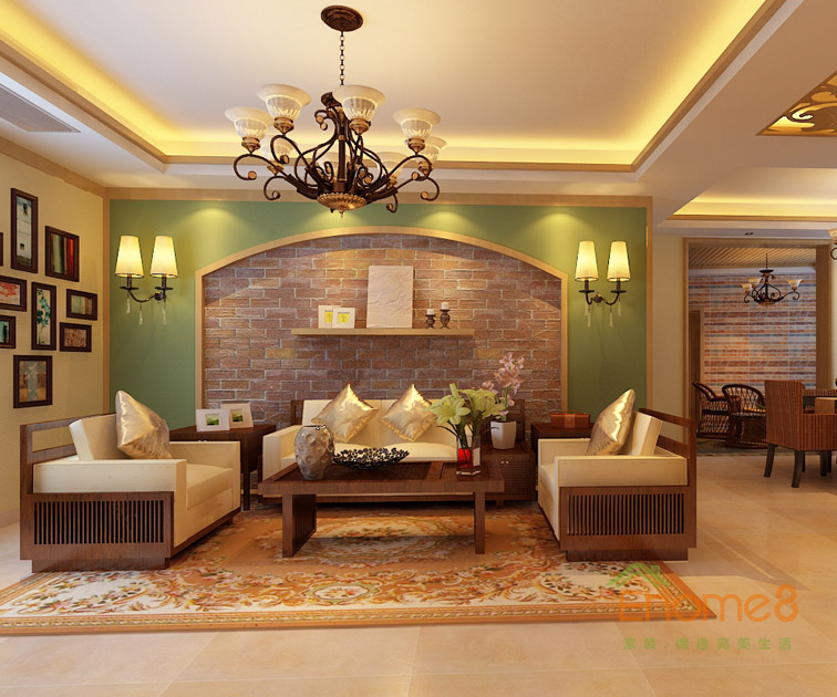 東南亞風(fēng)情客廳正面裝修效果圖