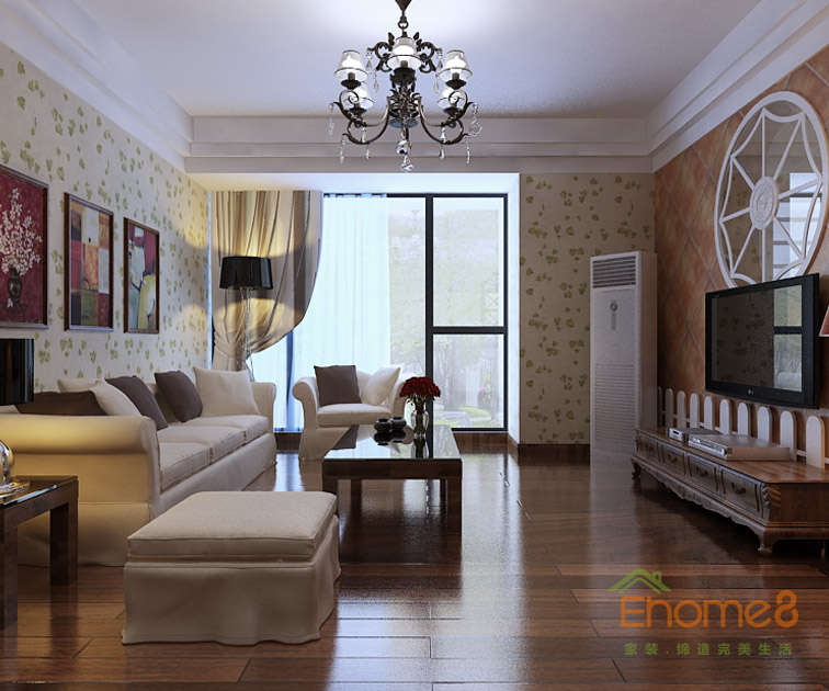 田園風格小清新客廳裝修效果圖2