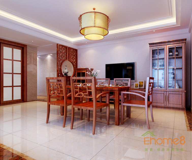 東郡中式風格132平米餐廳裝修效果圖1