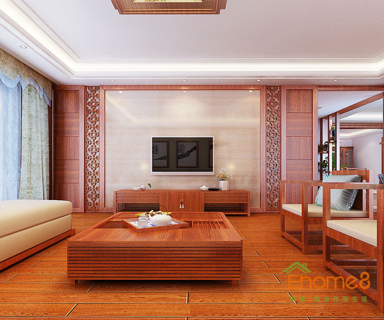 東郡中式風格132平米客廳裝修效果圖165