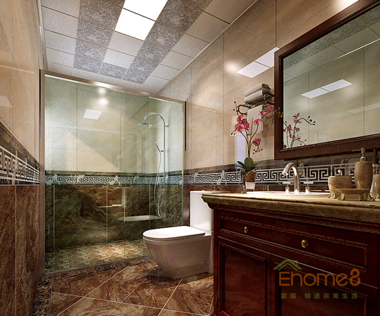 東郡99平米三房一廳中式衛生間裝修效果圖33