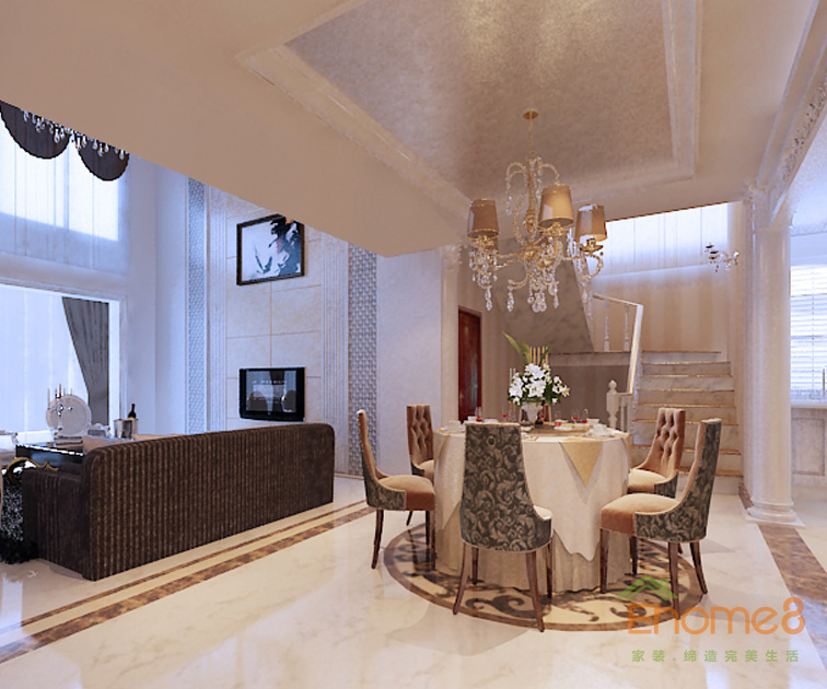 東郡142平米躍層古典歐式餐廳裝修效果圖7