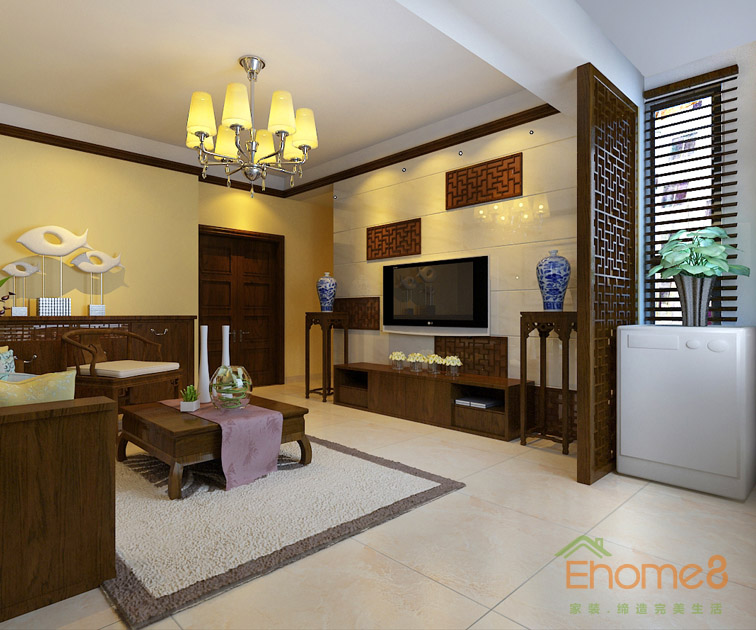 鳳起新都62平米田園風(fēng)格溫馨客廳裝修效果圖123