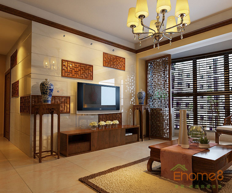 鳳起新都62平米田園風(fēng)溫馨客廳裝修效果圖12