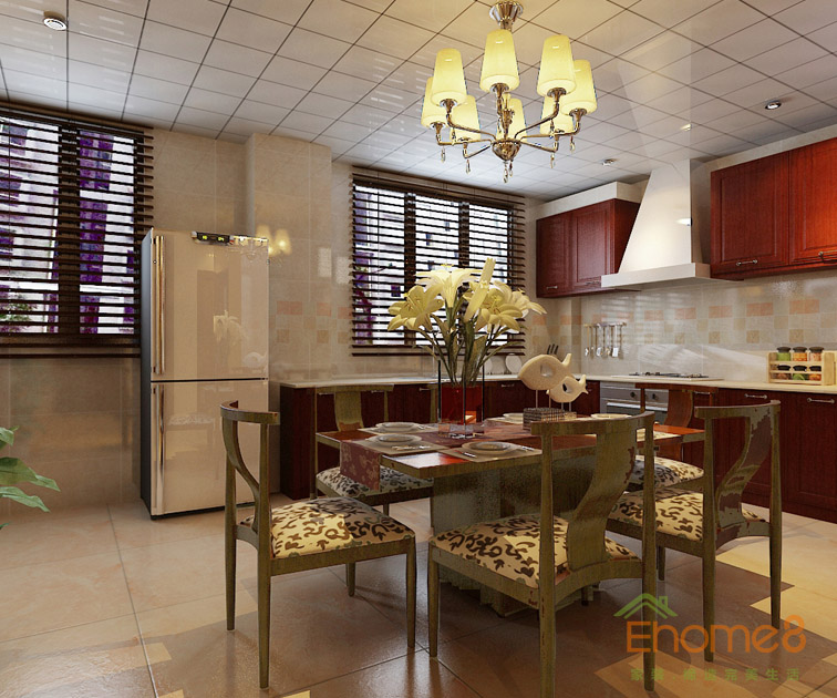 鳳起新都62平米田園黃色小調(diào)餐廳裝修效果圖12