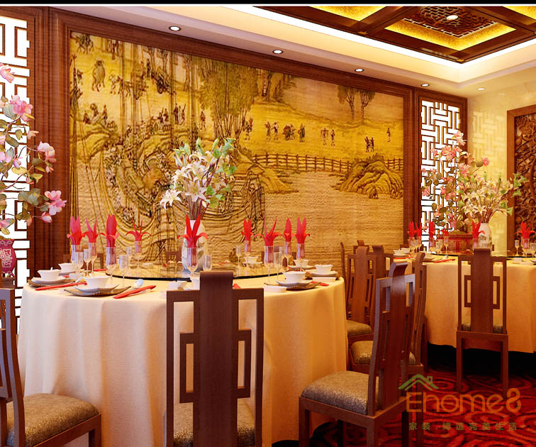 田園風(fēng)金秀華東大酒店中式餐廳裝修效果圖1