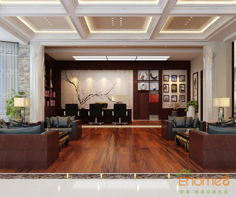 田園風自由舒適辦公室大廳裝修效果圖123456