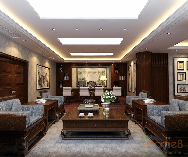 歐式豪華端重會辦公室客廳裝修效果圖1