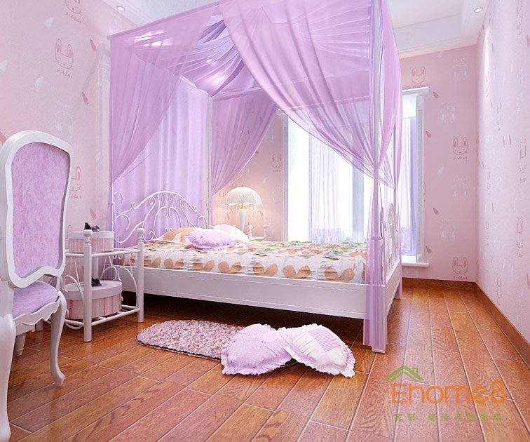 三房一廳112㎡歐洲風(fēng)格溫馨女兒房裝修效果圖1