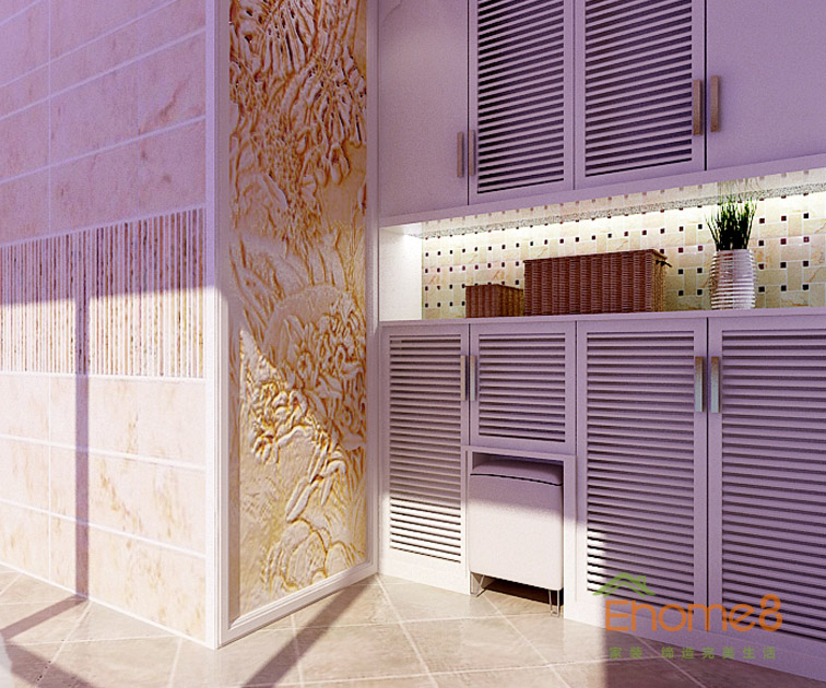 65㎡兩房一廳現(xiàn)代簡約風(fēng)格儲物柜裝修效果圖1