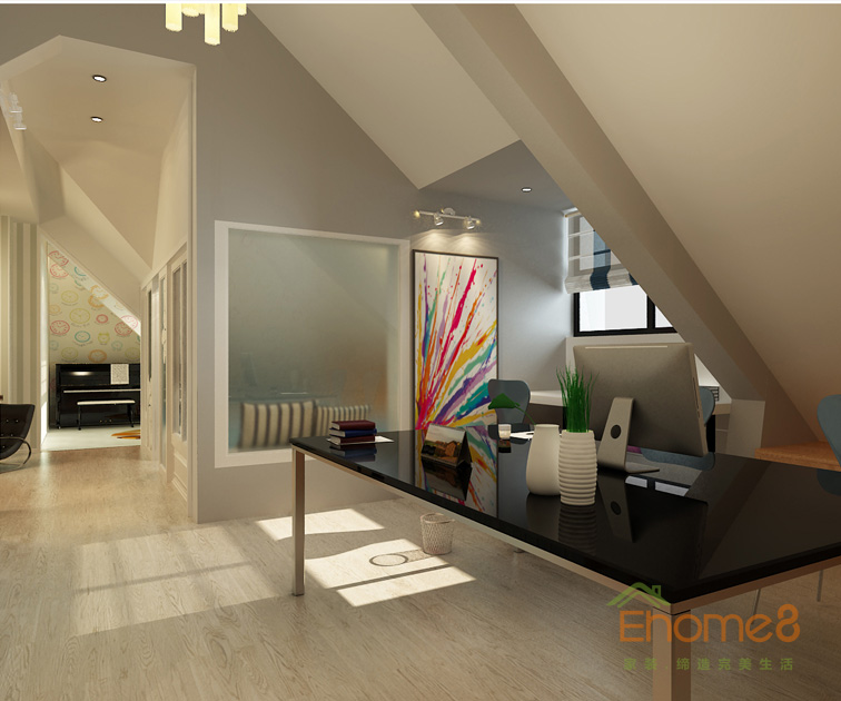 165㎡躍層美式風(fēng)格書房裝修效果圖123