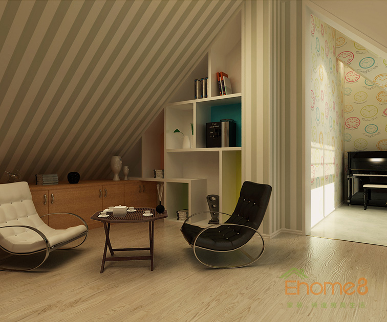 165㎡躍層美式風(fēng)格休閑處裝修效果圖1