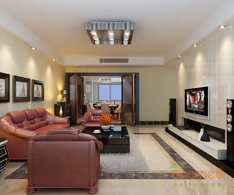 73㎡兩房一廳法式風(fēng)格客廳裝修效果圖12