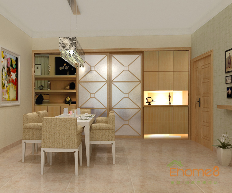 87㎡三房一廳現(xiàn)代簡約風格餐廳裝修效果圖12