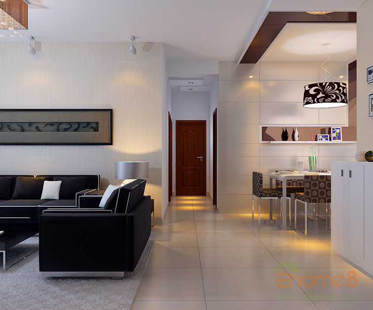 67㎡兩房一廳美式風(fēng)格入戶過(guò)道裝修效果圖1