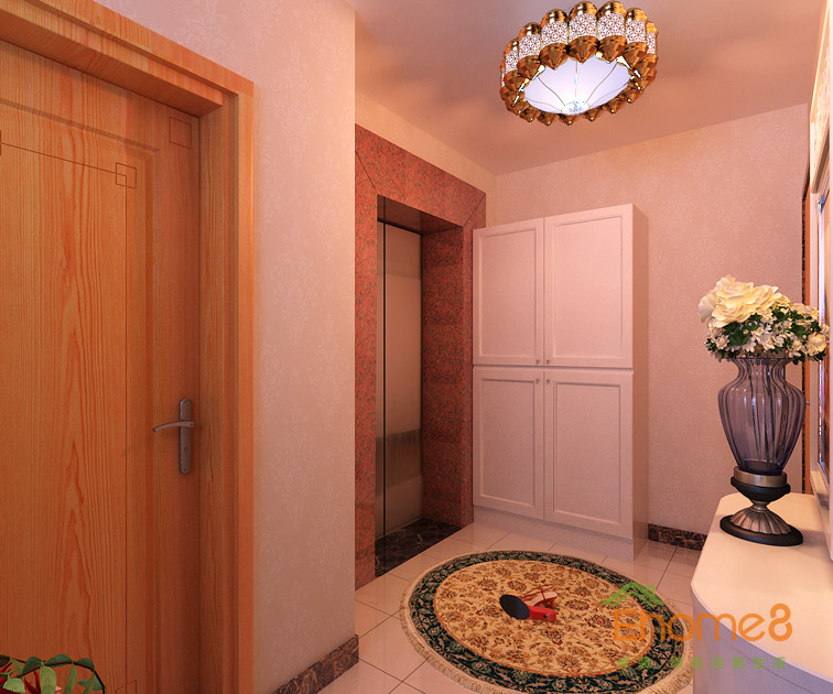 108㎡三房一廳法式風(fēng)格入戶裝修效果圖