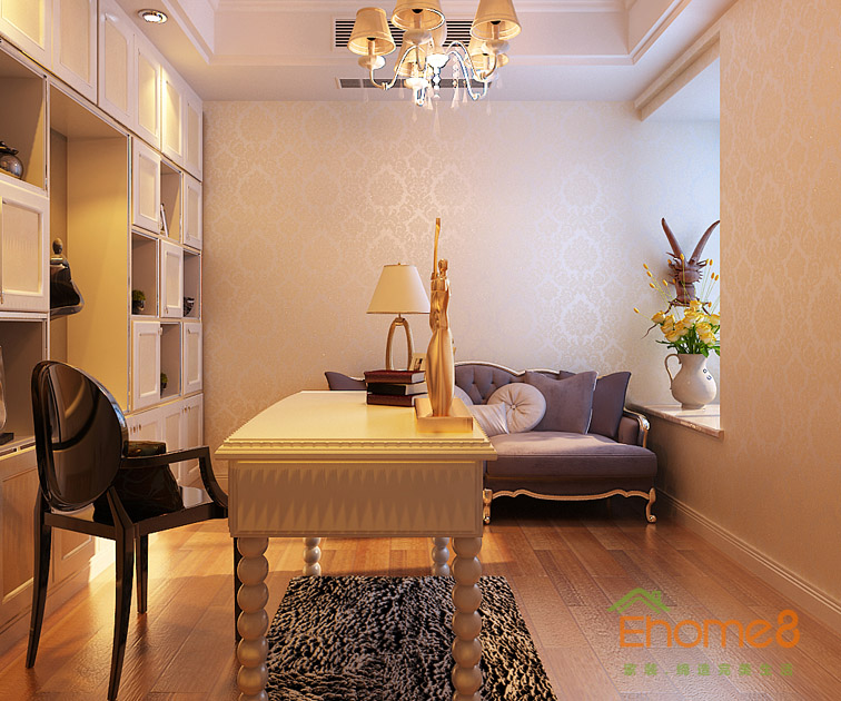108㎡三房一廳法式風(fēng)格書房裝修效果圖951