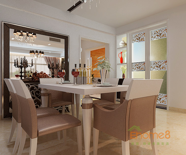 72㎡兩房一廳現代風格餐廳裝修效果圖6