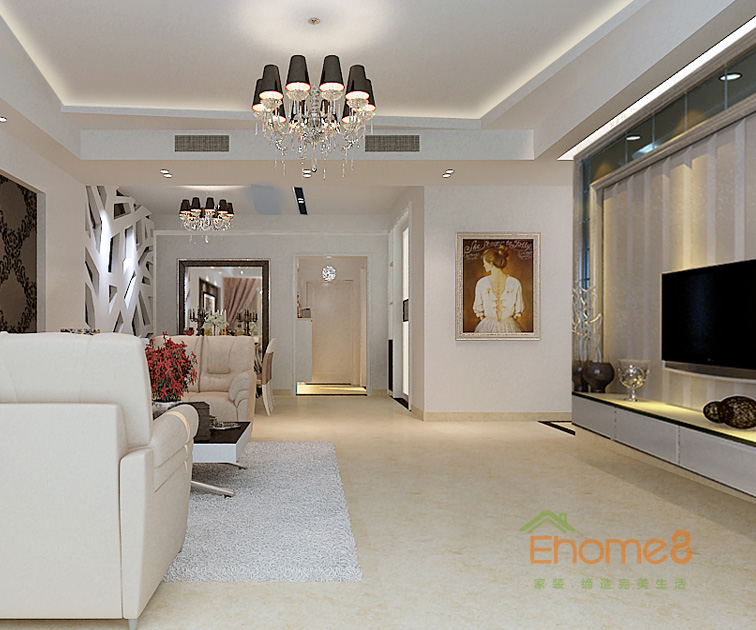 72㎡兩房一廳現代風格客廳裝修效果圖6