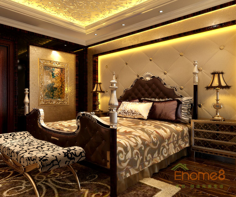 300㎡豪華別墅法式風格主人房裝修效果圖