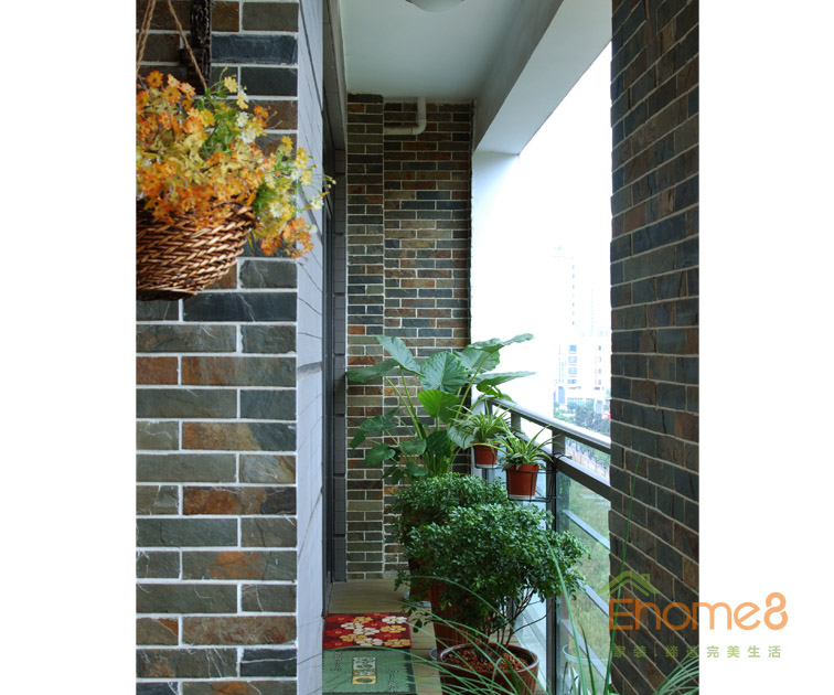 93㎡三房一廳田園風格陽臺裝修效果圖336