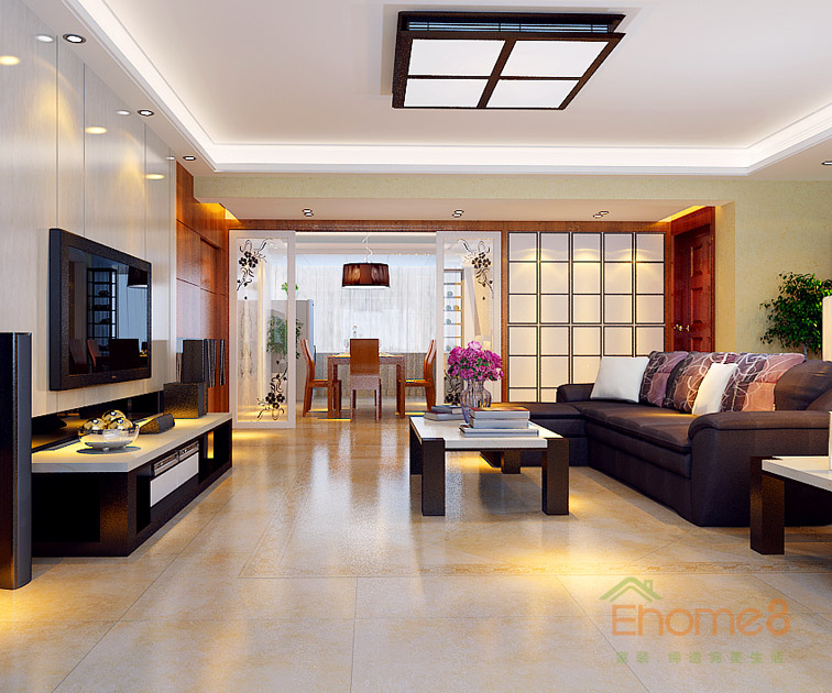 119㎡三房一廳中式風格客廳裝修效果圖