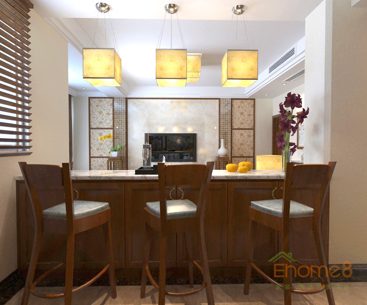 139㎡復式中式簡約風格餐廳吧臺裝修效果圖