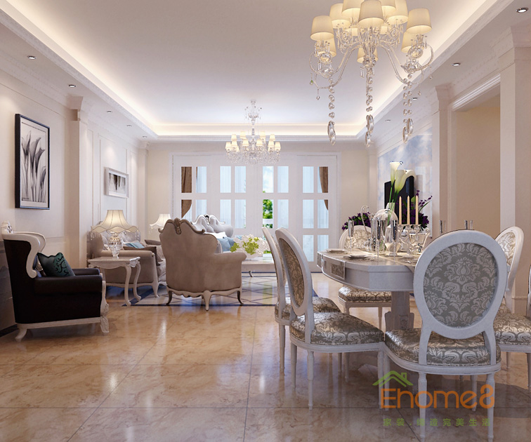 106㎡三房一廳歐式風格餐廳裝修效果圖62