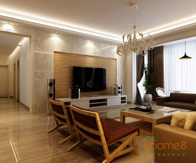 112㎡三房一廳歐式風(fēng)格客廳裝修效果圖