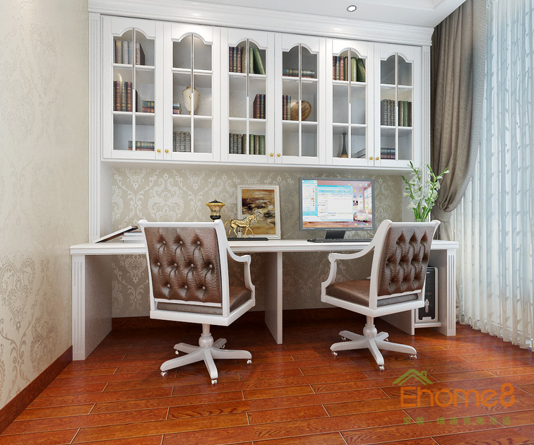 72㎡兩房一廳歐洲風(fēng)格書房裝修效果圖