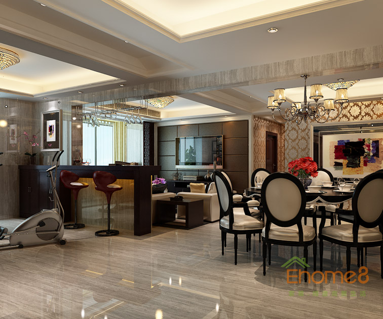 98㎡三房一廳歐式風格客廳裝修效果圖