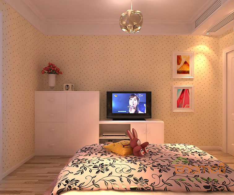 158㎡四房兩廳法式風格女孩房電視裝修效果圖.jpg
