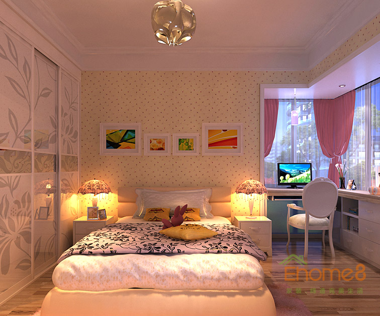 158㎡四房兩廳法式風格女孩房裝修效果圖.jpg