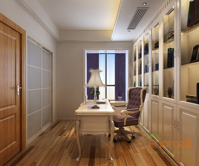 158㎡四房兩廳法式風格書房書桌裝修效果圖.jpg