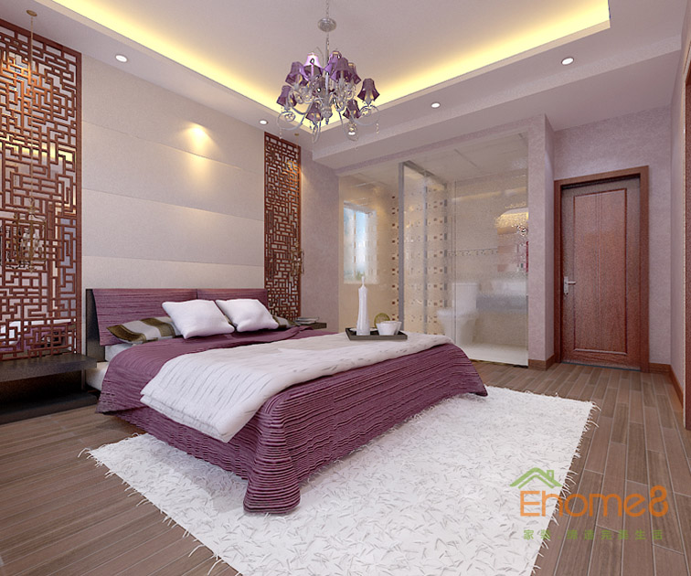 72㎡兩房一廳中式風格臥室裝修效果圖