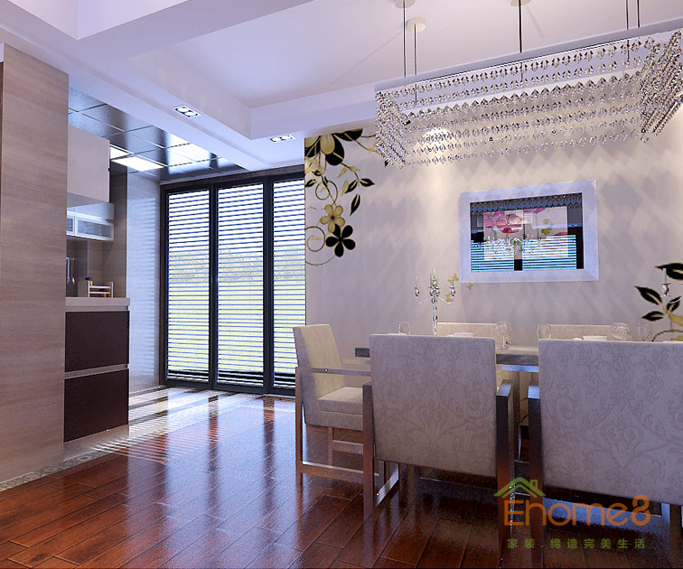 74㎡兩房一廳法式風格餐廳過道裝修效果圖