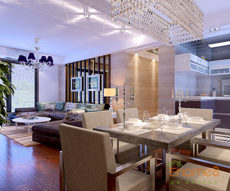 74㎡兩房一廳法式風格餐廳裝修效果圖