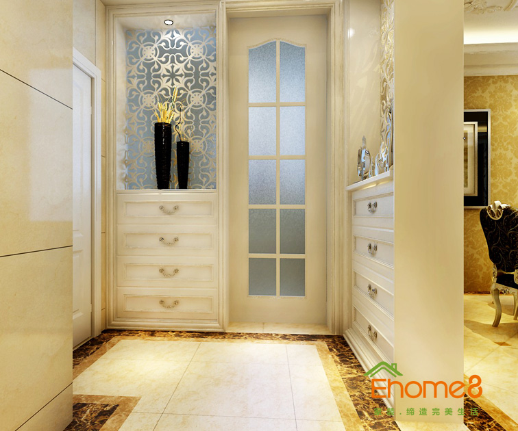 98㎡三房一廳歐式貴族風格入戶玄關裝修效果圖