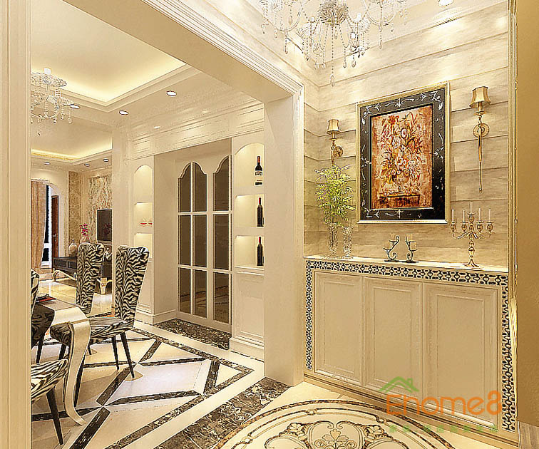 98㎡三房一廳歐式風(fēng)格入戶玄關(guān)裝修效果圖