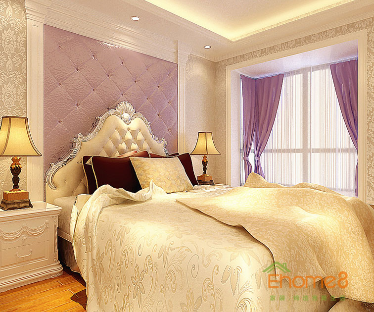 98㎡三房一廳歐式風(fēng)格主人房裝修效果圖