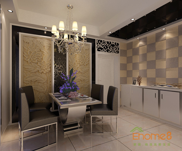 72㎡兩房一廳法式風格餐廳裝修效果圖