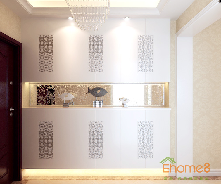 105㎡三房一廳歐式風格入戶玄關裝修效果圖